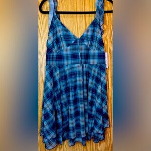 Wild Fable size Large 
Blue and navy plaid dress
